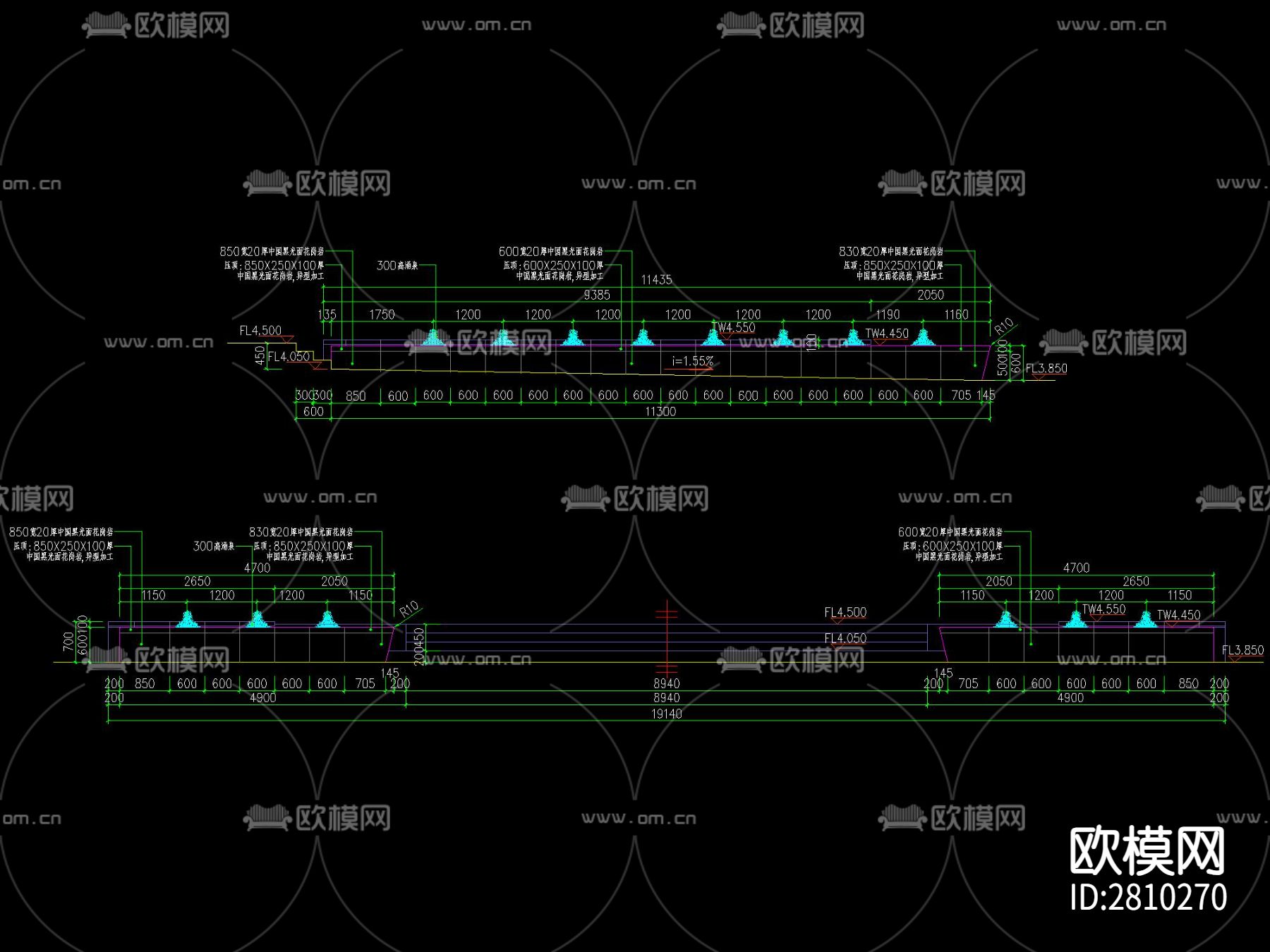 新中式涌泉跌水叠水水景做法cad大样图下载（渲染图1）