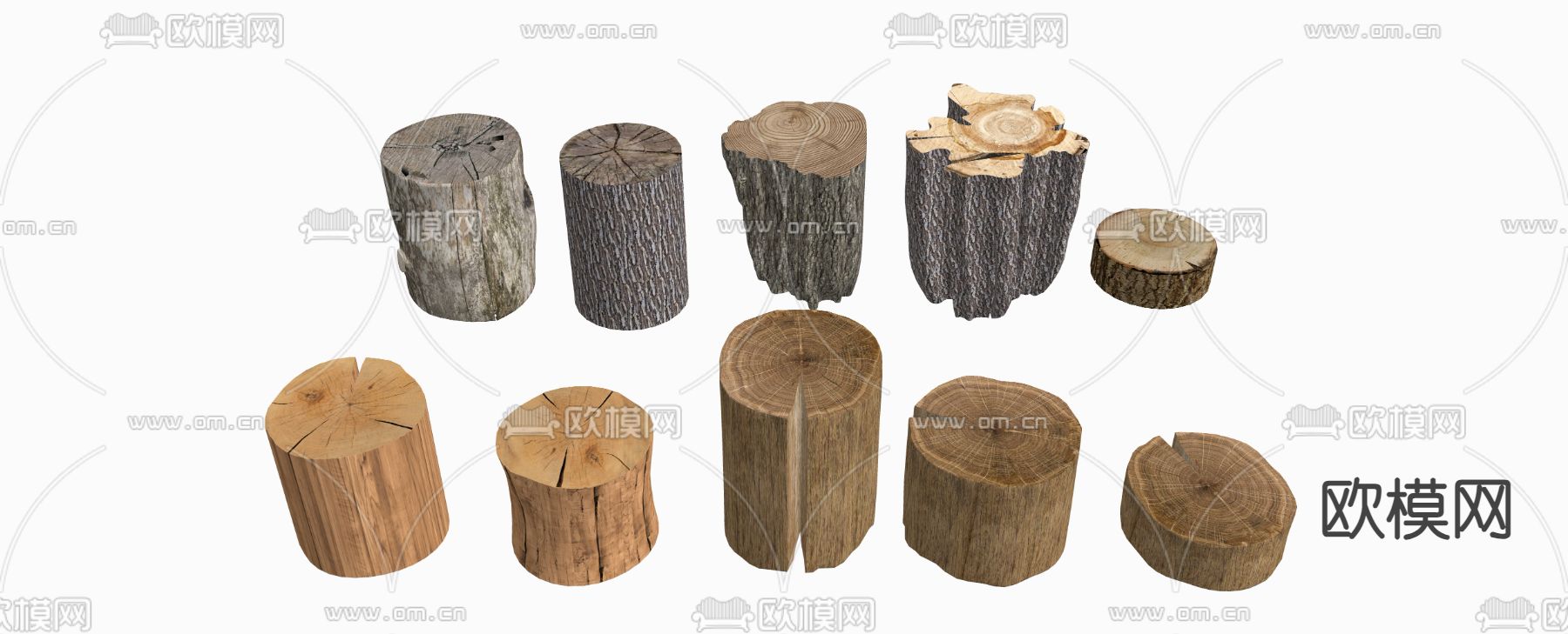 新中式木头 木材 木桩su模型下载（渲染图2）