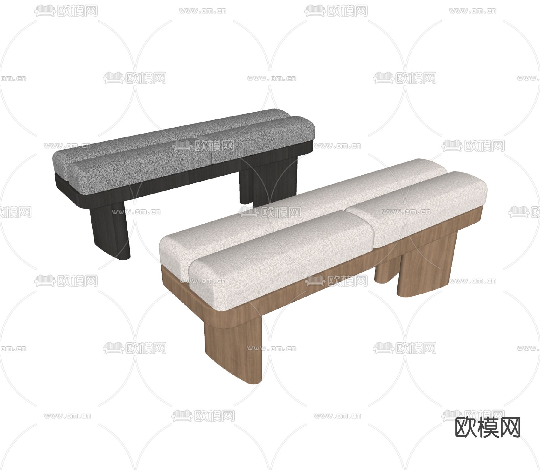 侘寂风沙发凳su模型下载（渲染图3）