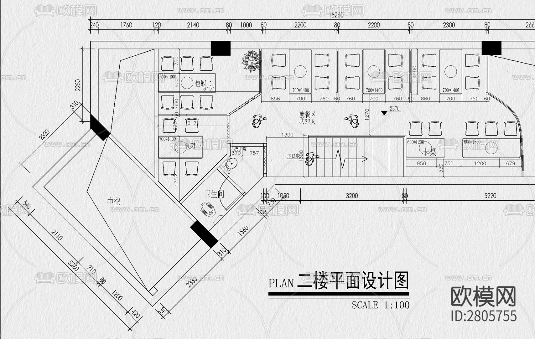 烧烤店 烤肉店cad施工图下载（渲染图6）