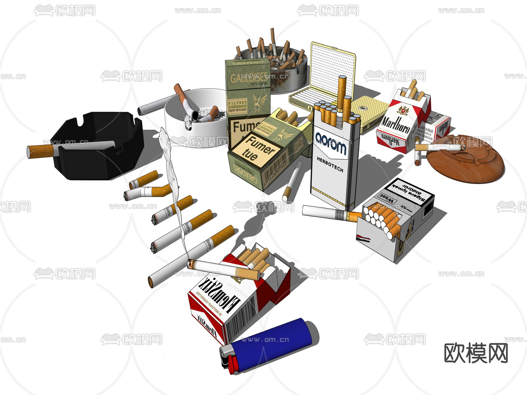 香烟 烟灰缸su模型下载（渲染图2）
