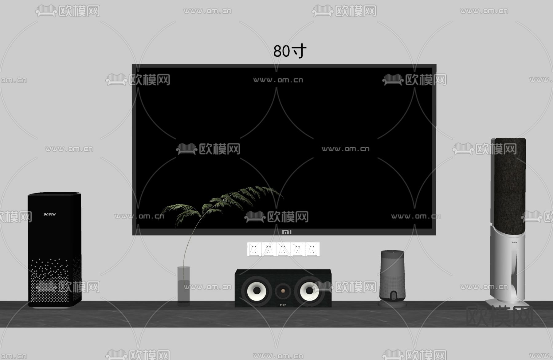 电视机 音响su模型下载（渲染图2）