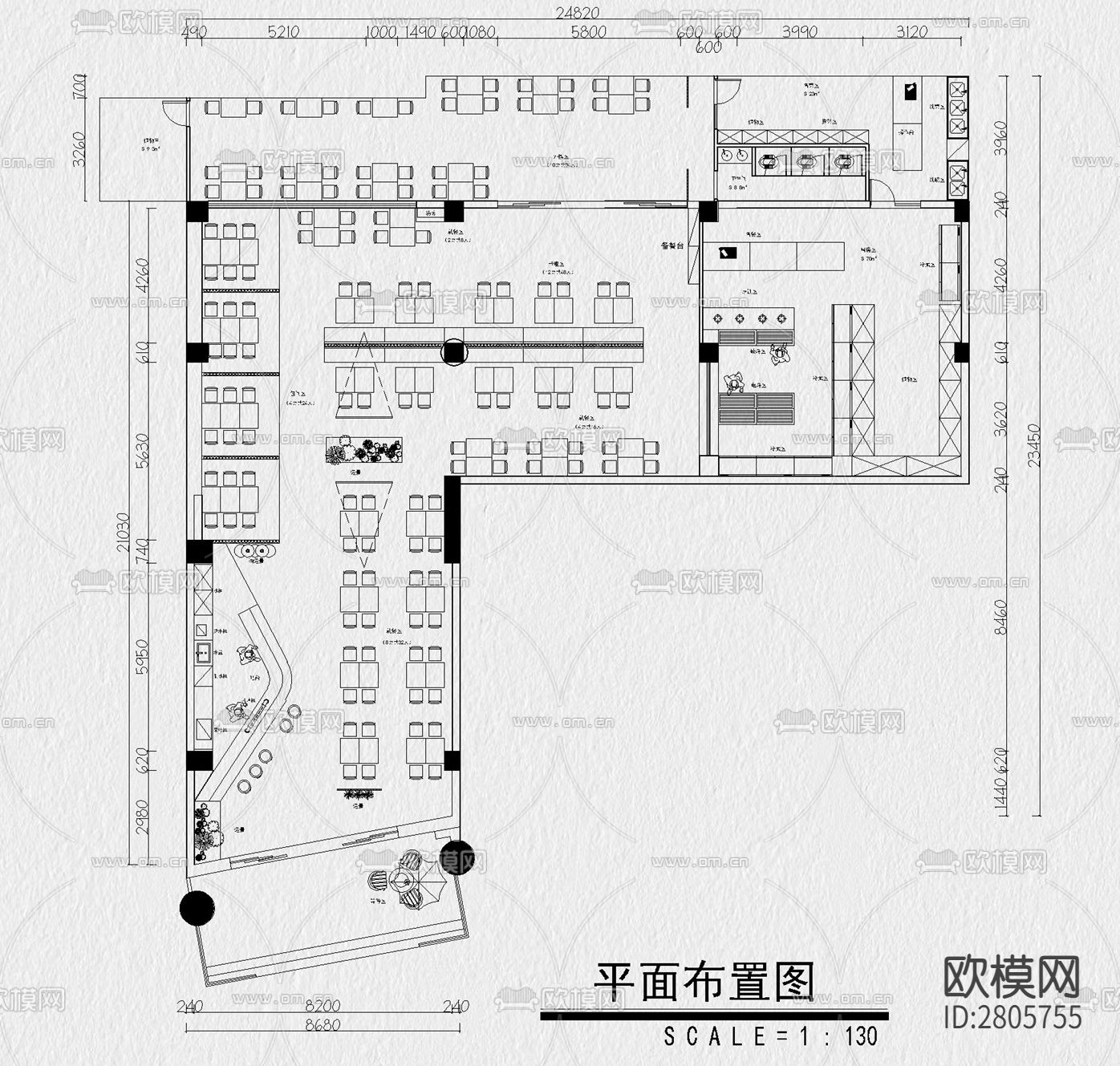 烧烤店 烤肉店cad施工图下载（渲染图10）