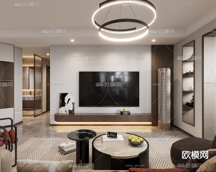 现代客厅免费3d模型下载_ID14241655_3dmax免费模型-欧模网