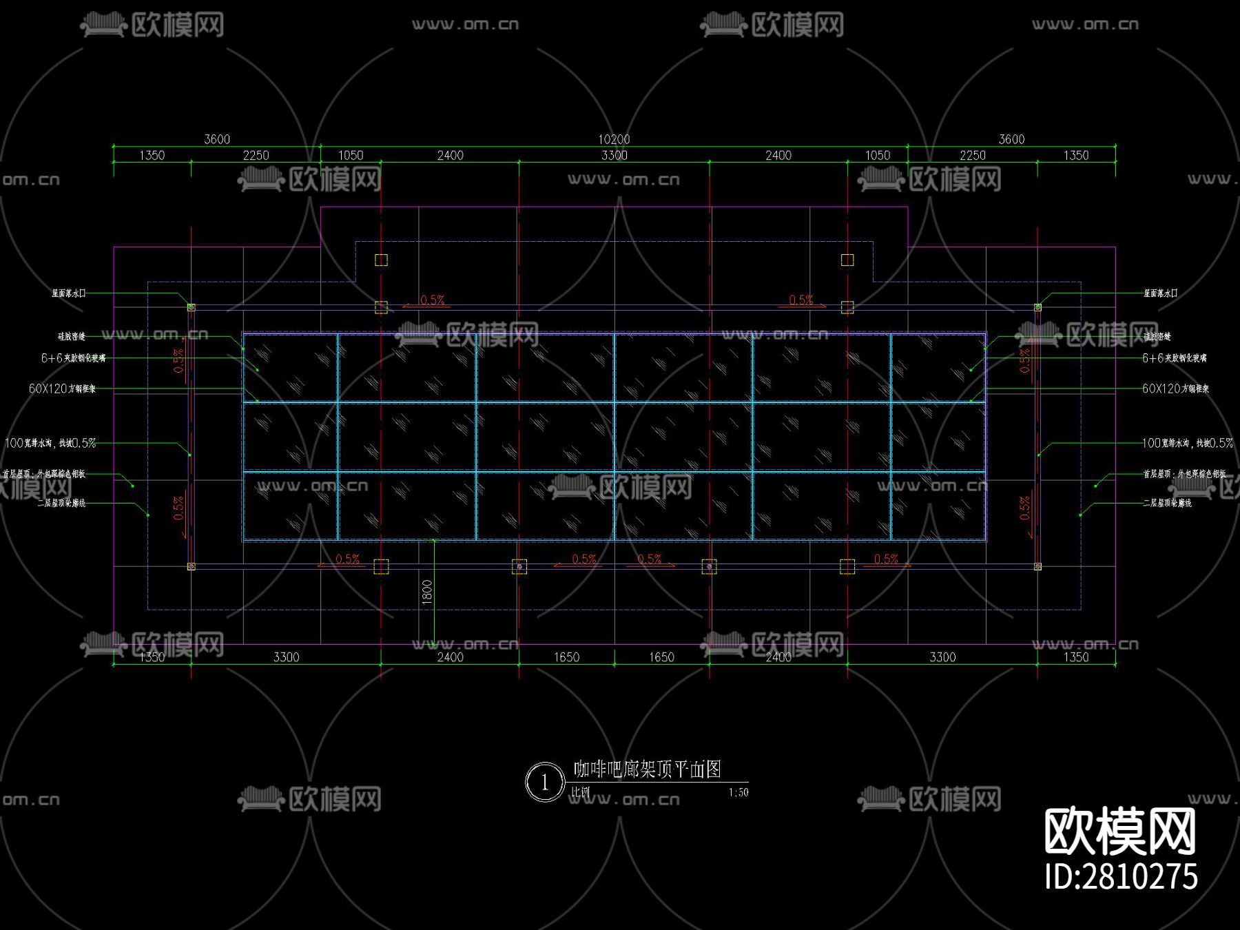 新中式廊架及水景做法详图cad大样图下载（渲染图9）