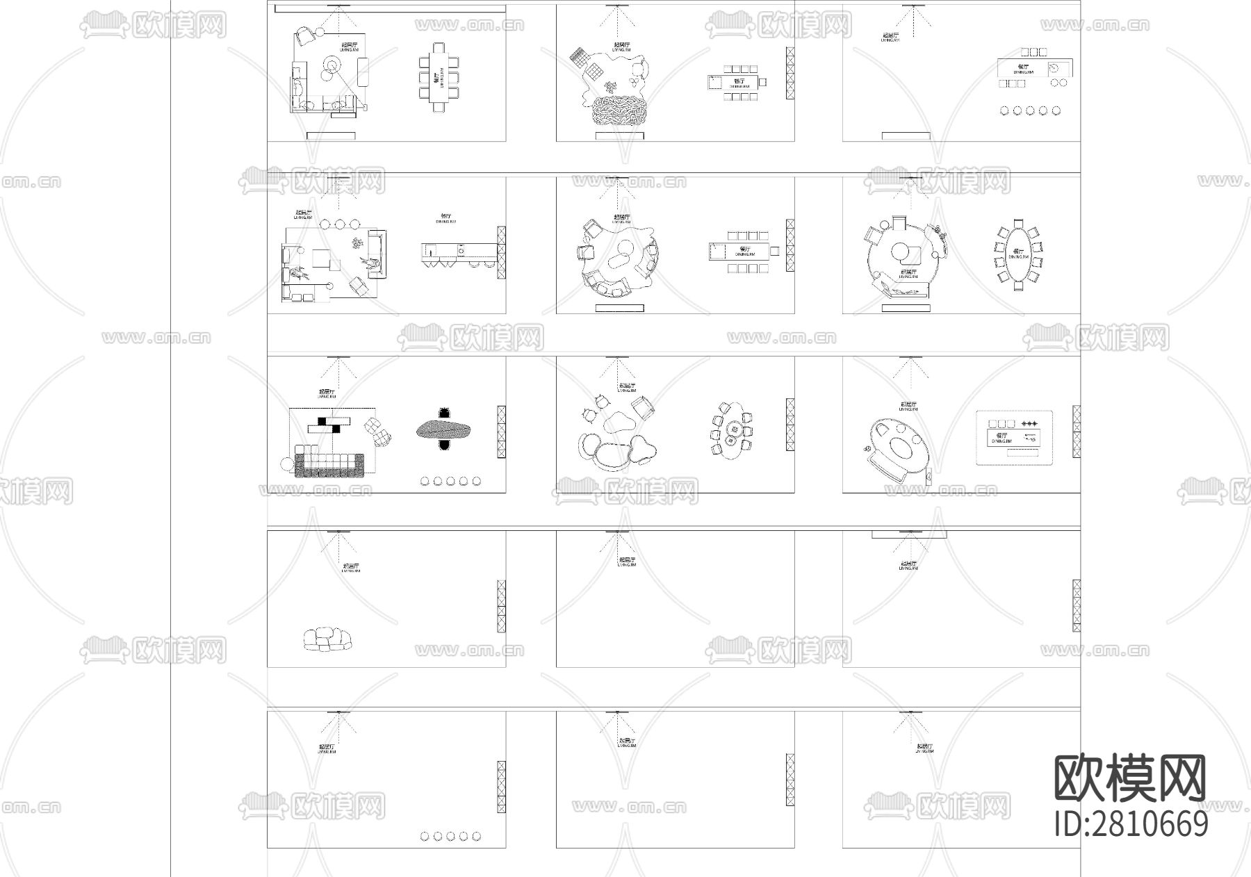 2023平面布局设计网红cad图库下载（渲染图3）