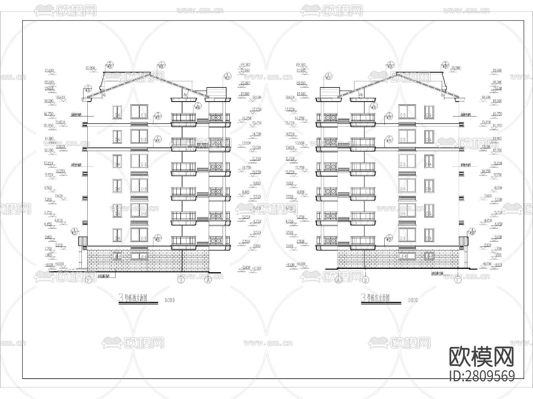 高层住宅建筑cad施工图下载（渲染图10）