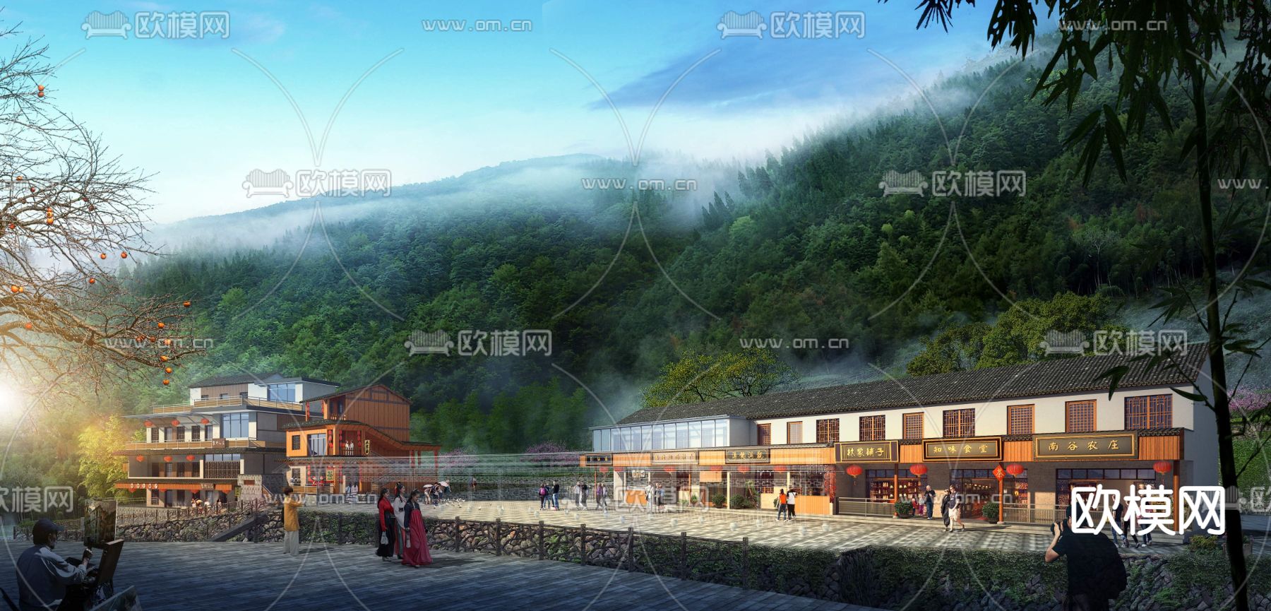 中式商业街psd下载