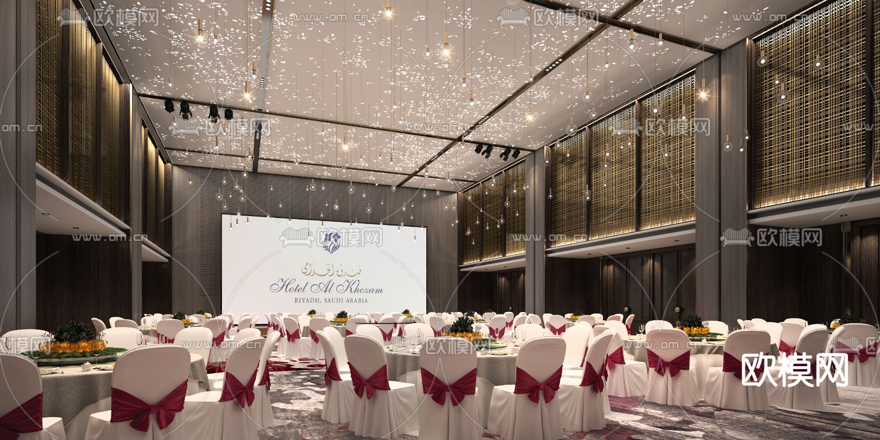 酒店宴会厅3d模型下载（渲染图2）