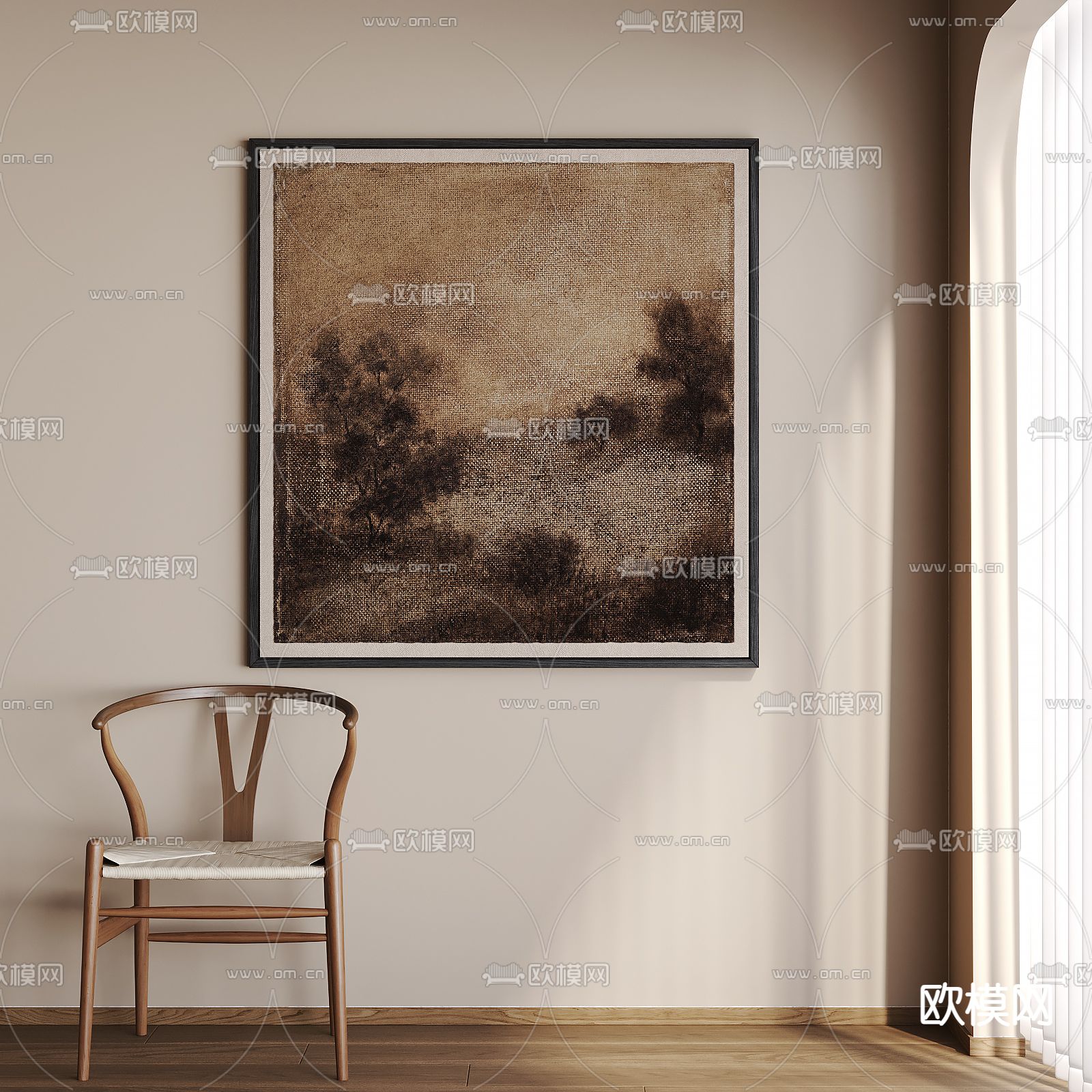 侘寂风挂画 肌理画 装饰画3d模型下载_ID14241074_3dmax免费模型-欧模网