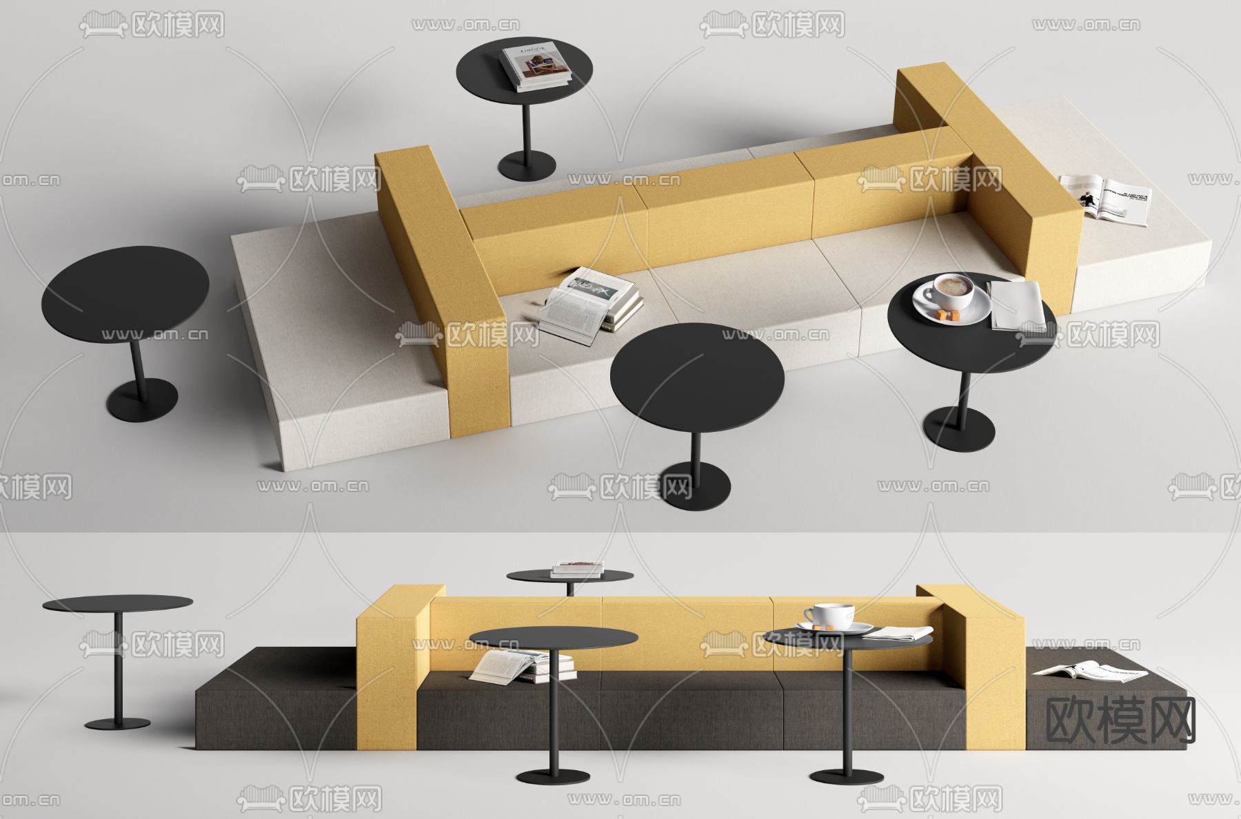 办公沙发 卡座沙发 公共沙发3d模型下载