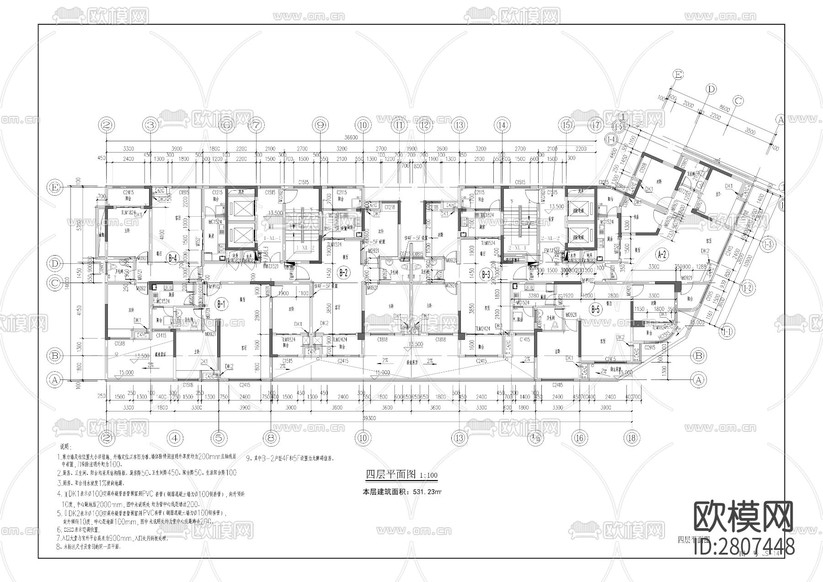 初中部校內(nèi)民房遷建安置房CAD施工圖下載(渲染圖2)