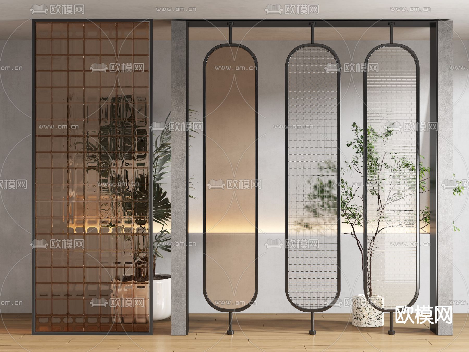 玻璃隔断 屏风3d模型下载