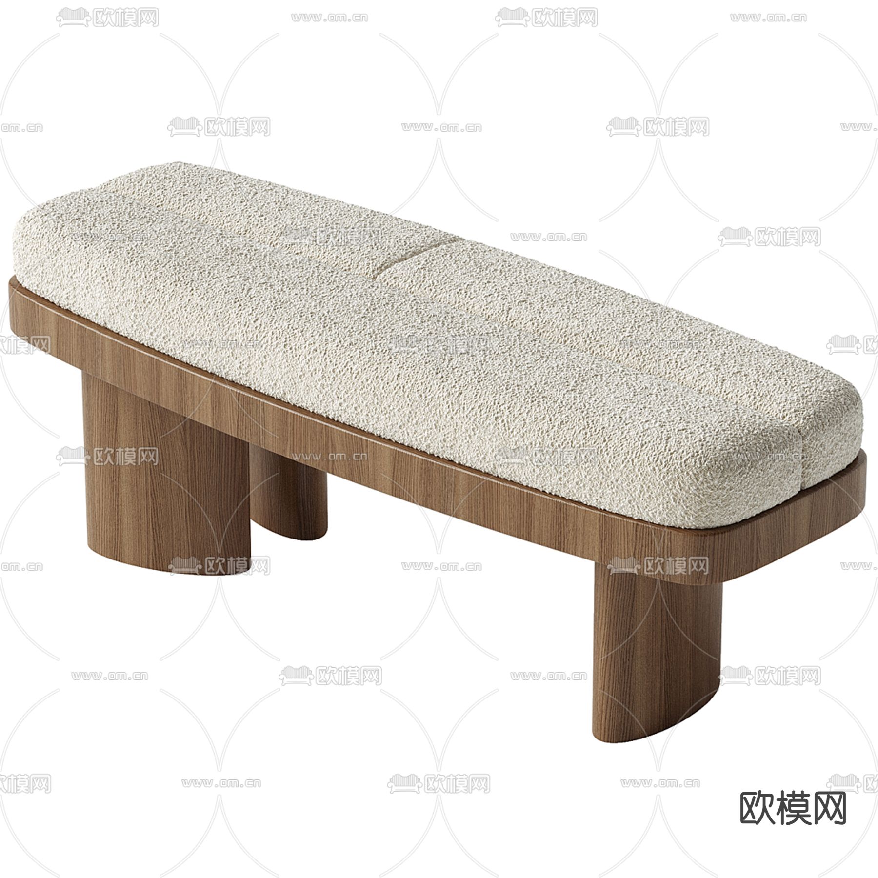 侘寂风沙发凳su模型下载（渲染图2）