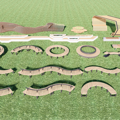  现代户外座凳 座椅su模型 