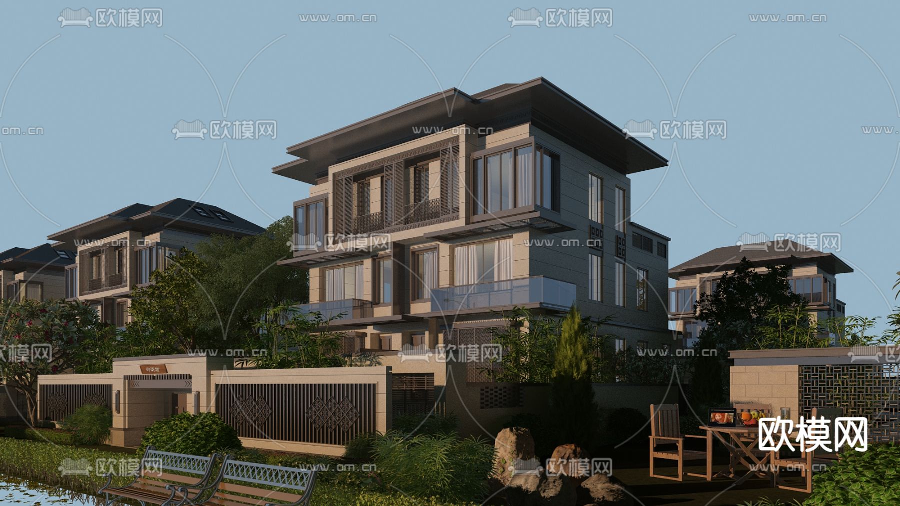 别墅外观3d模型下载