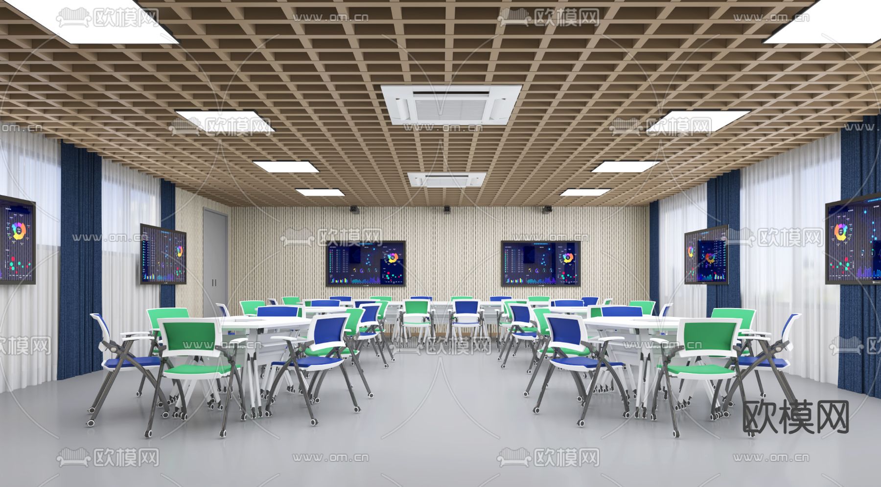 多媒体教室 学校3d模型下载（渲染图1）