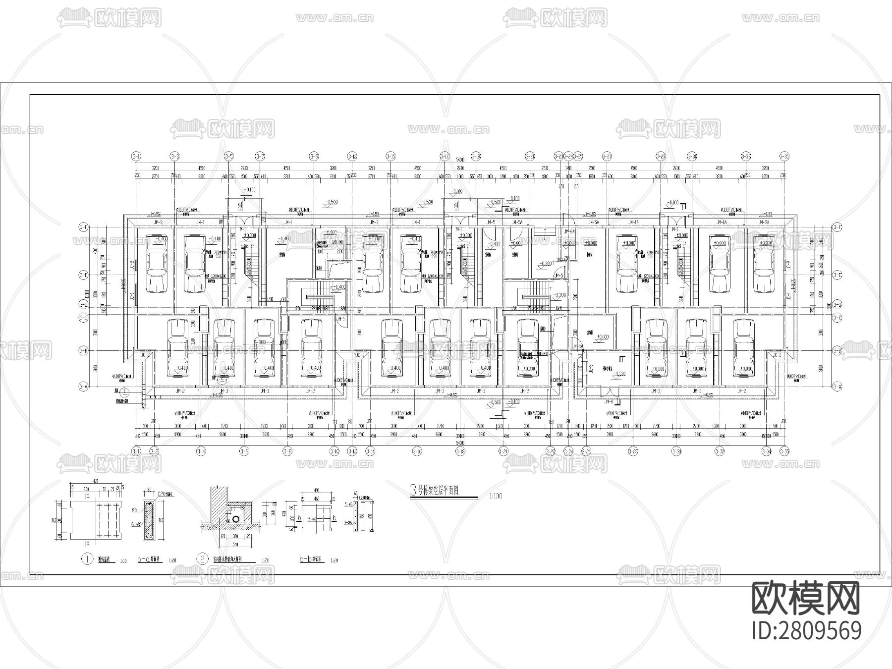 高层住宅建筑cad施工图下载（渲染图2）