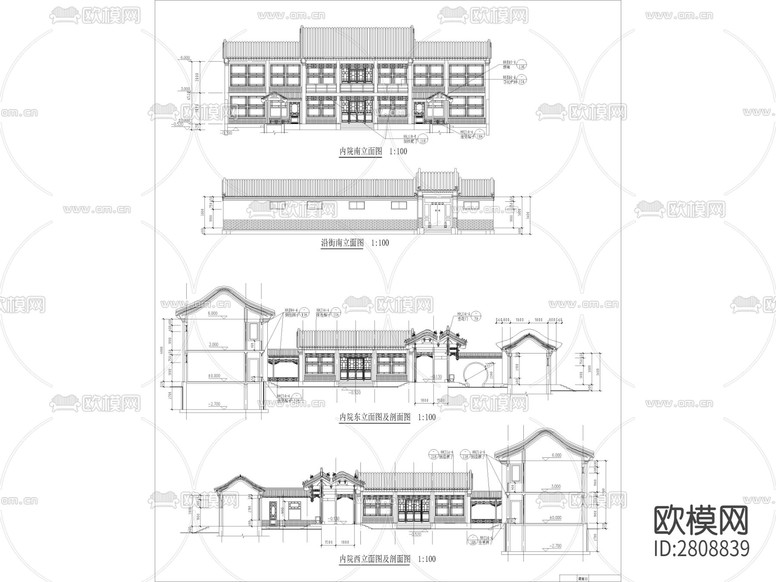 古建筑農(nóng)村自建房中式別墅cad施工圖下載(渲染圖3)