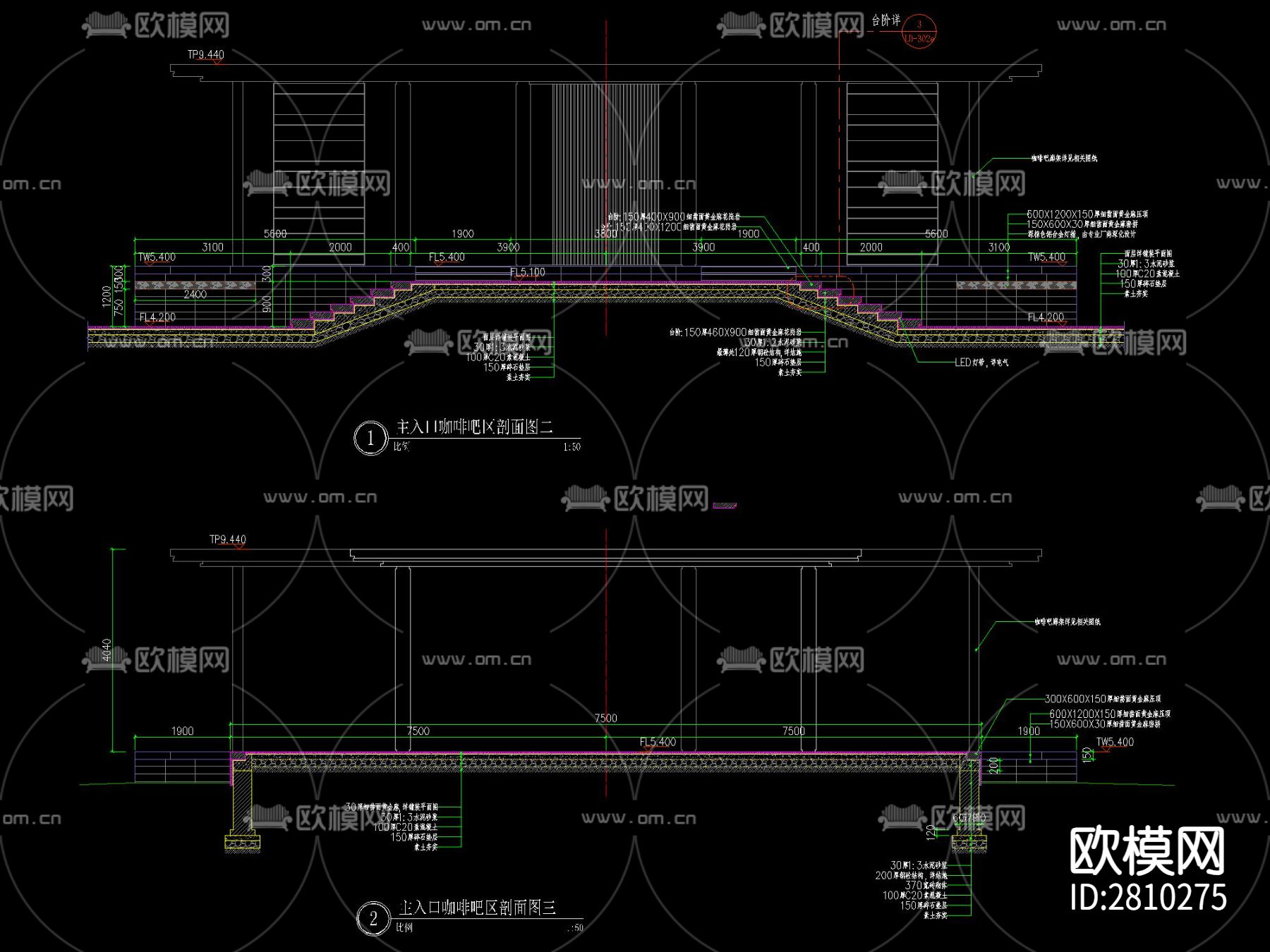 新中式廊架及水景做法详图cad大样图下载（渲染图10）