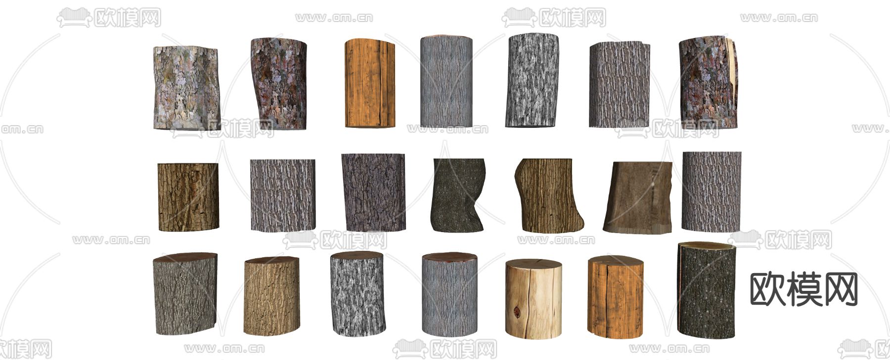 新中式木头 木材 木桩su模型下载（渲染图2）