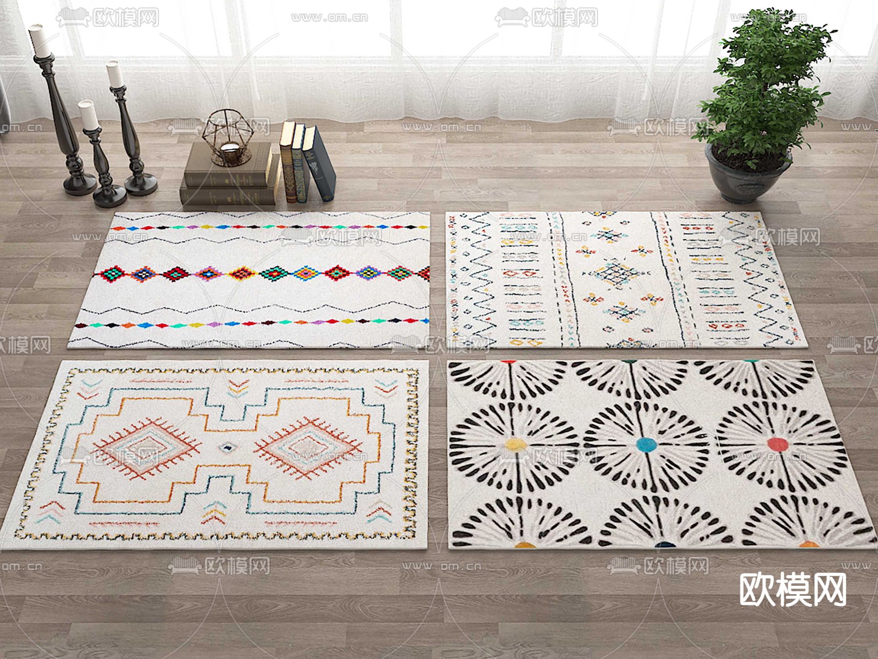美式地毯 方毯3d模型下载