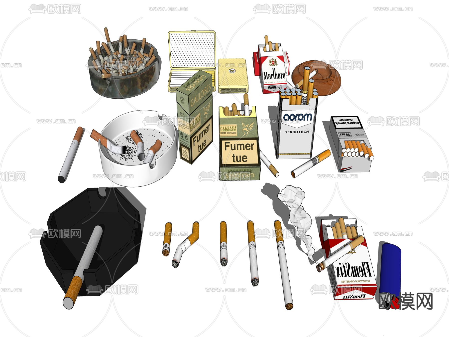 香烟 烟灰缸su模型下载（渲染图1）