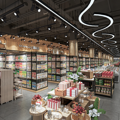  现代超市 便利店 商店su模型 