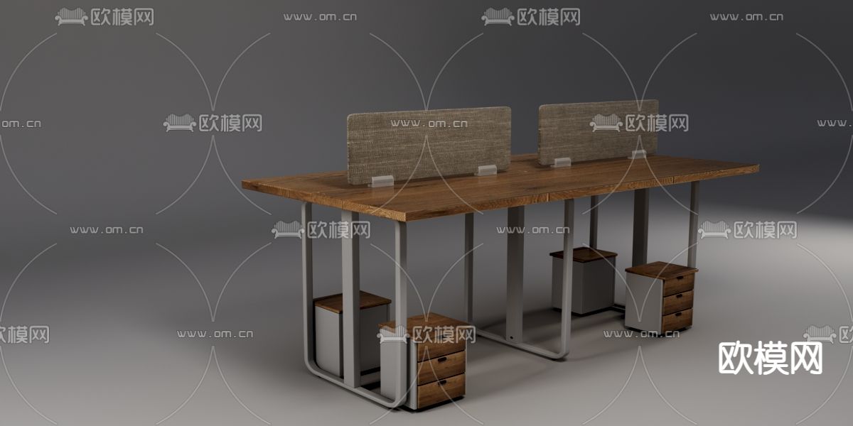 侘寂办公桌 工位免费3d模型下载