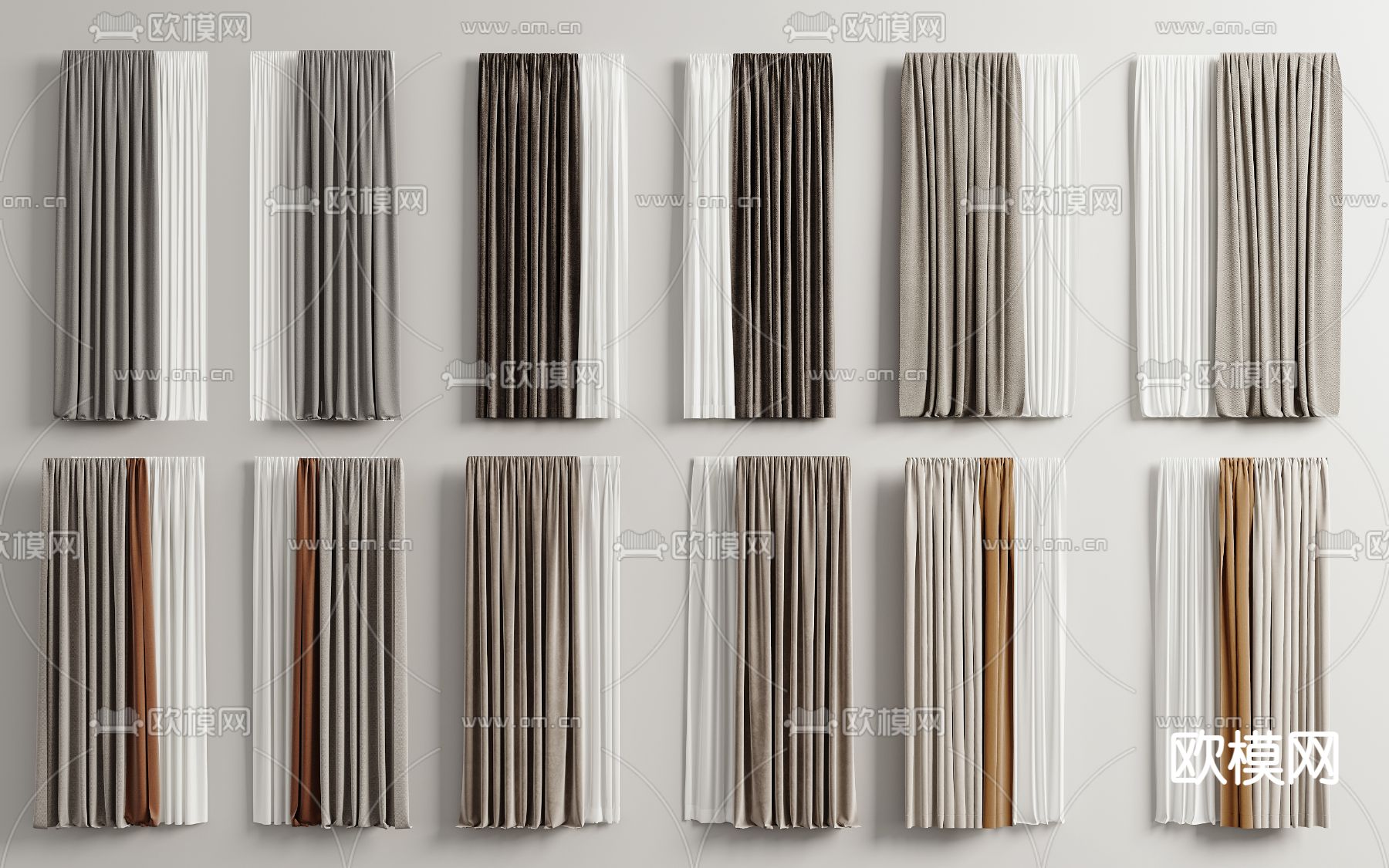 现代窗帘su模型下载（渲染图1）