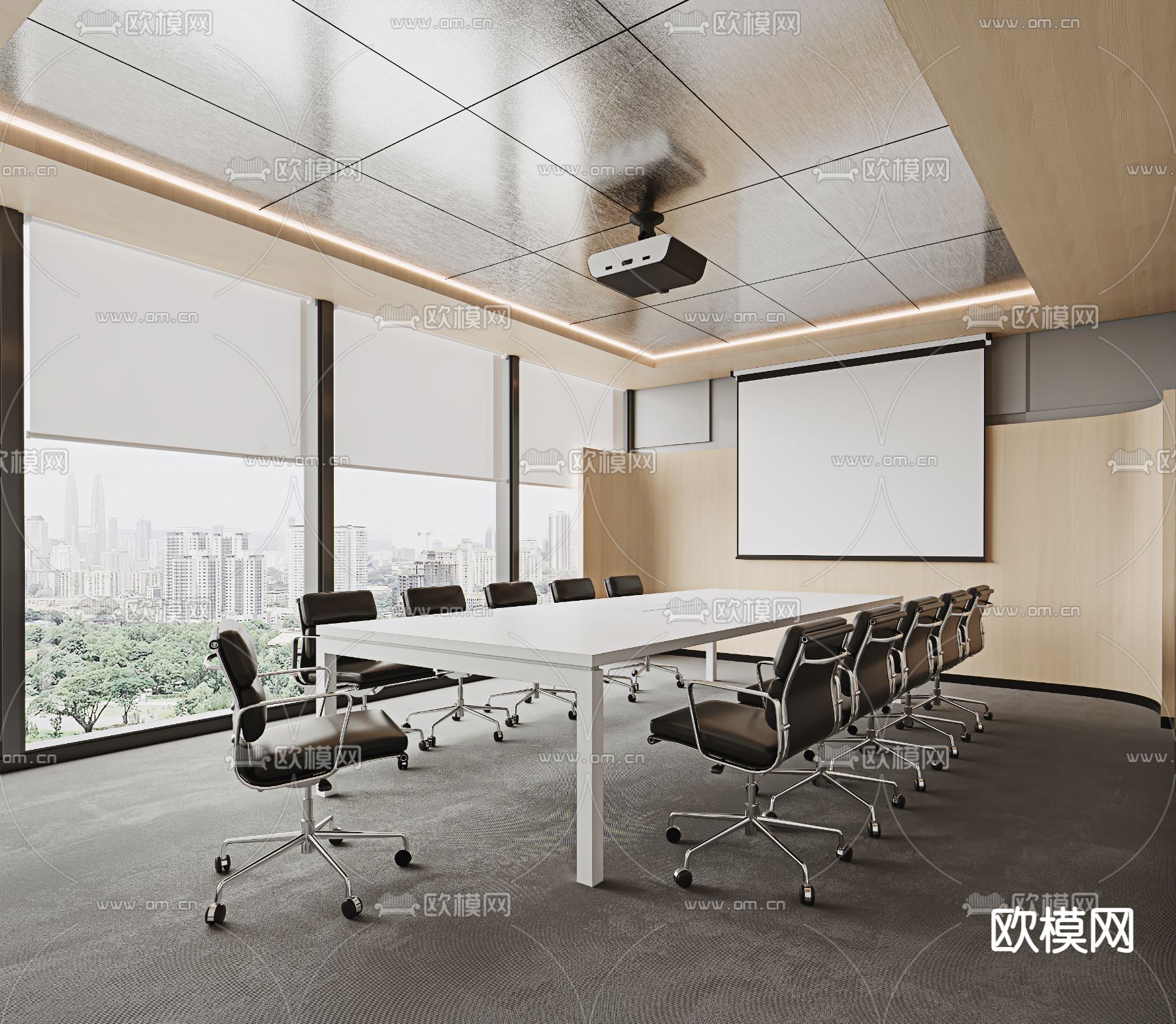 现代会议室su模型下载_ID14241565_sketchup模型下载-欧模网