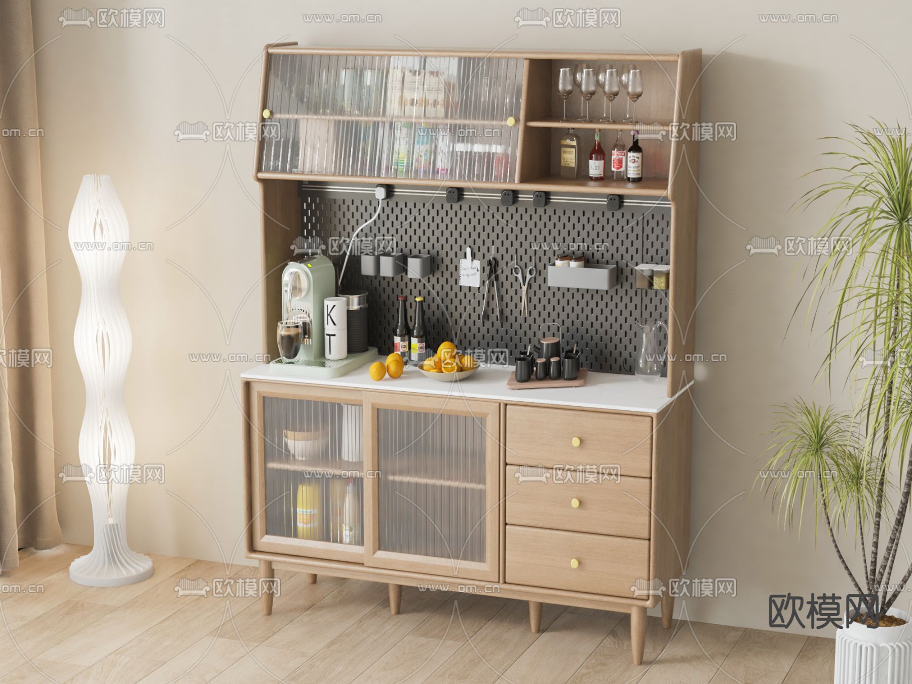北欧餐边柜3d模型下载