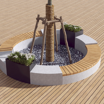  树池座椅 景观树池su模型 