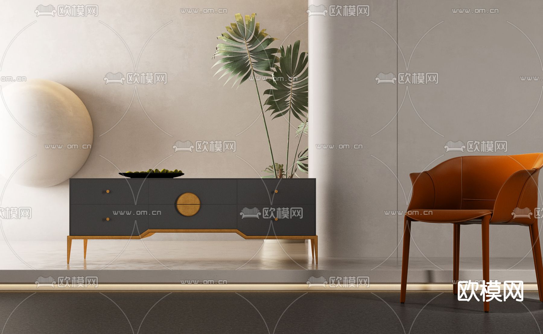 新古典电视柜3d模型下载