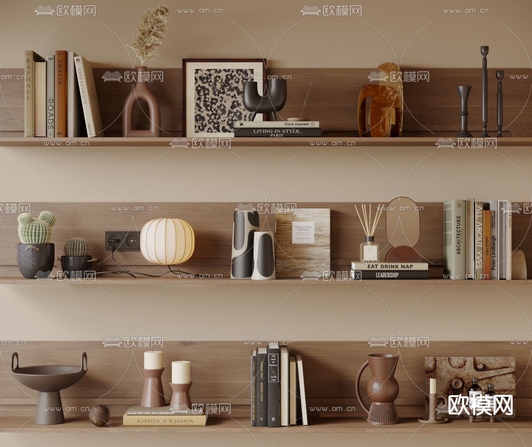 侘寂风饰品 摆件 雕塑 书籍3d模型下载