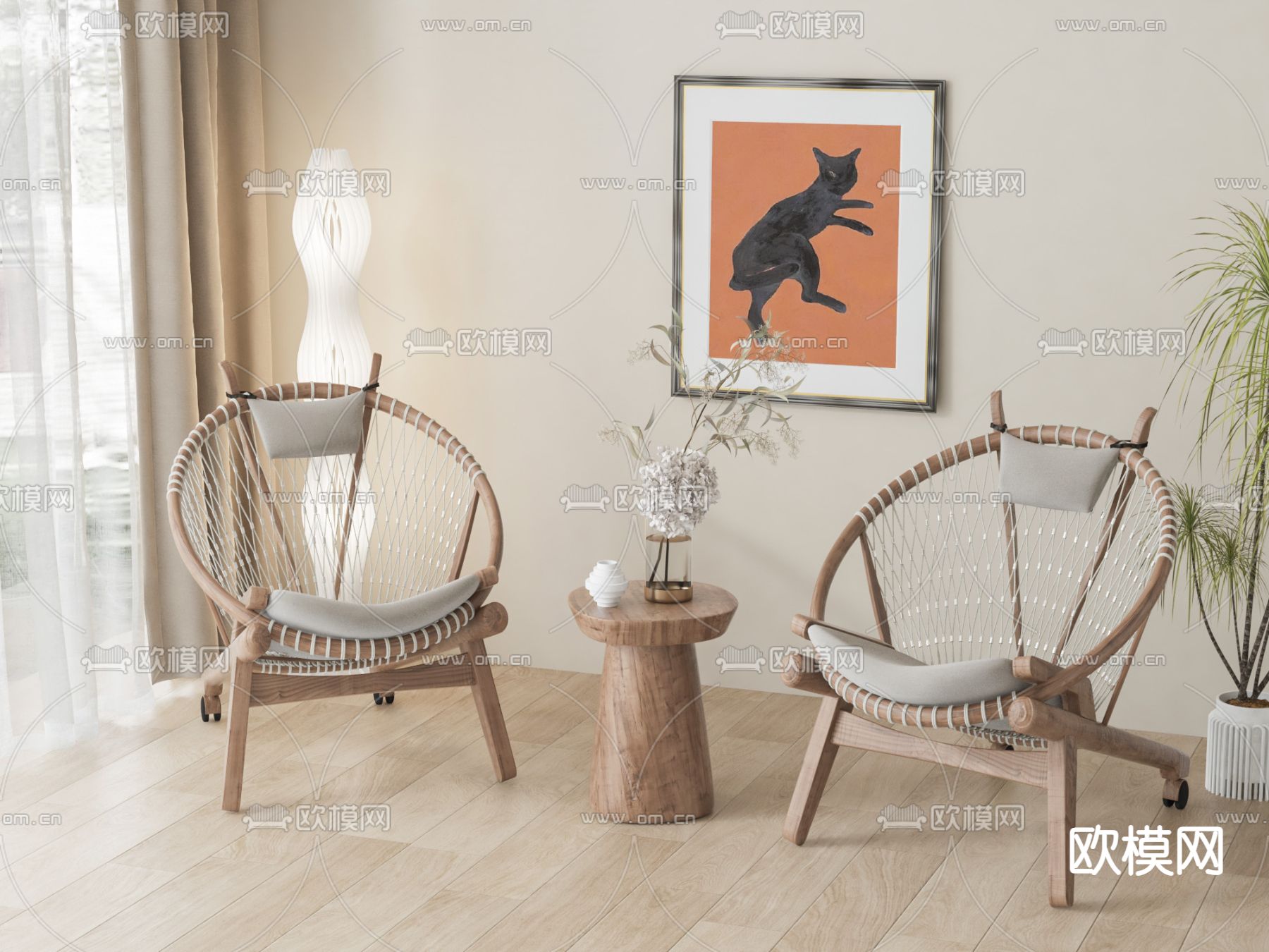 户外椅 绳编椅3d模型下载