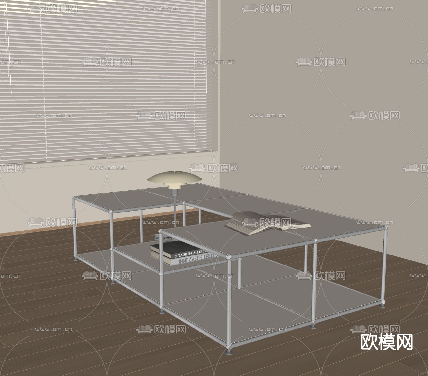 现代茶几su模型下载（渲染图2）