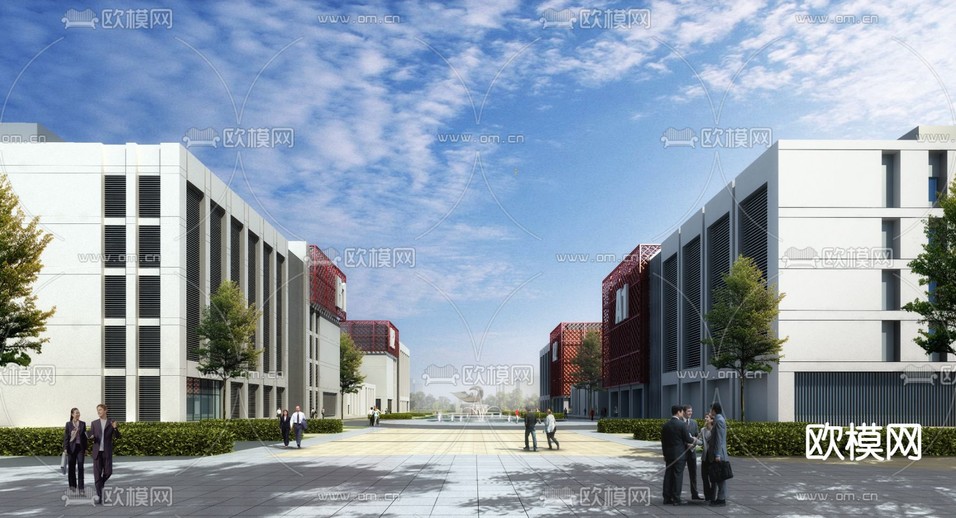 产业园 厂房外观3d模型下载