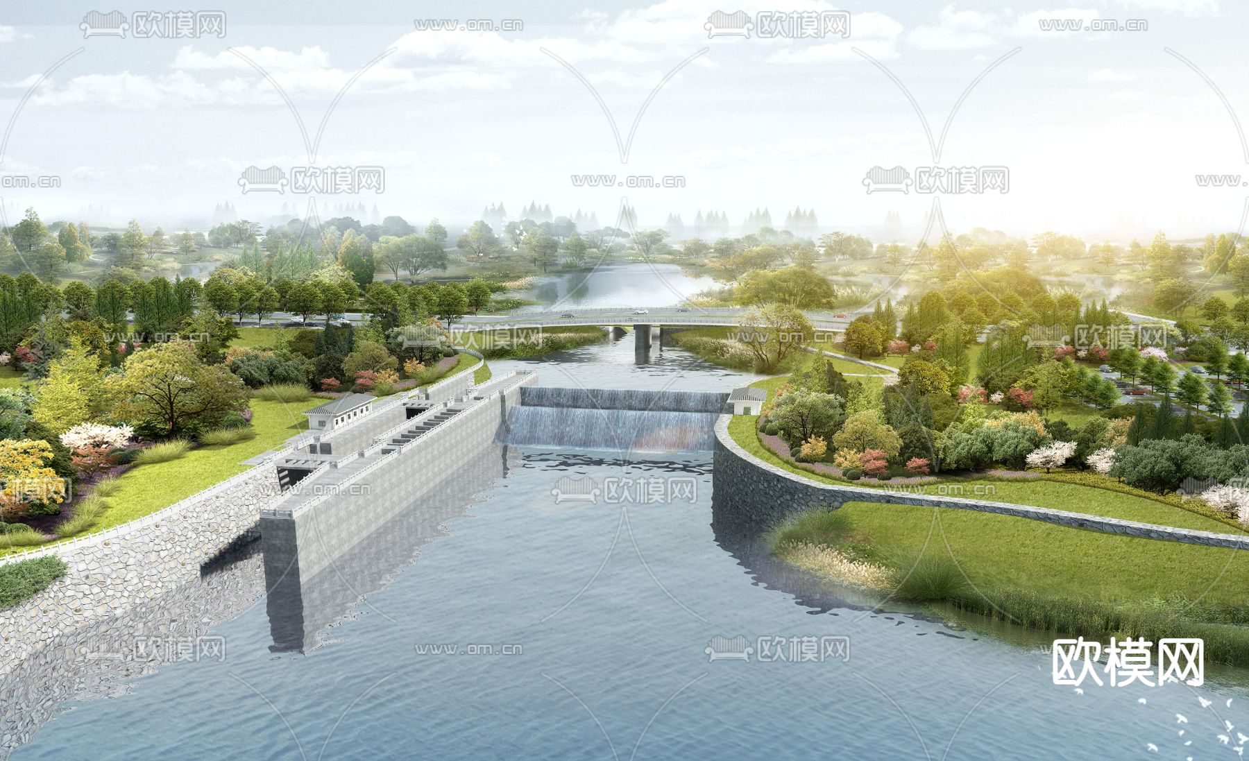 河滨 湖泊 堤坝psd下载