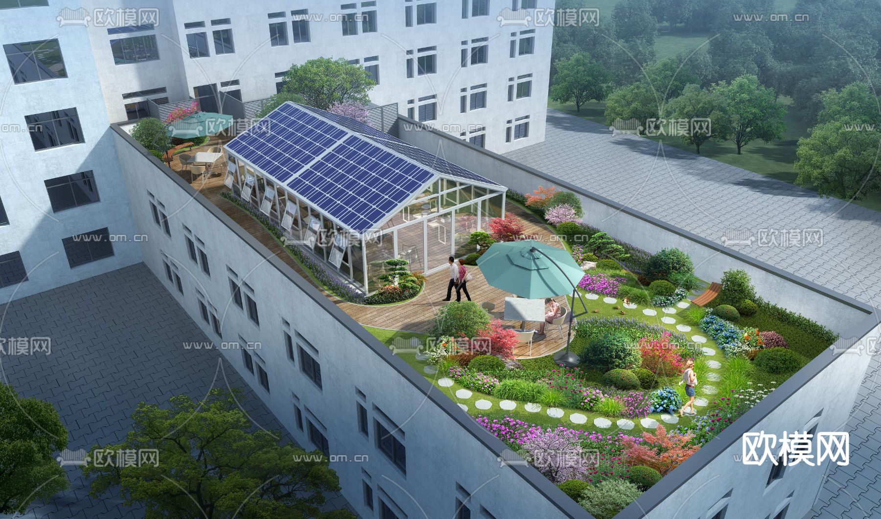 屋顶花园 露台psd下载