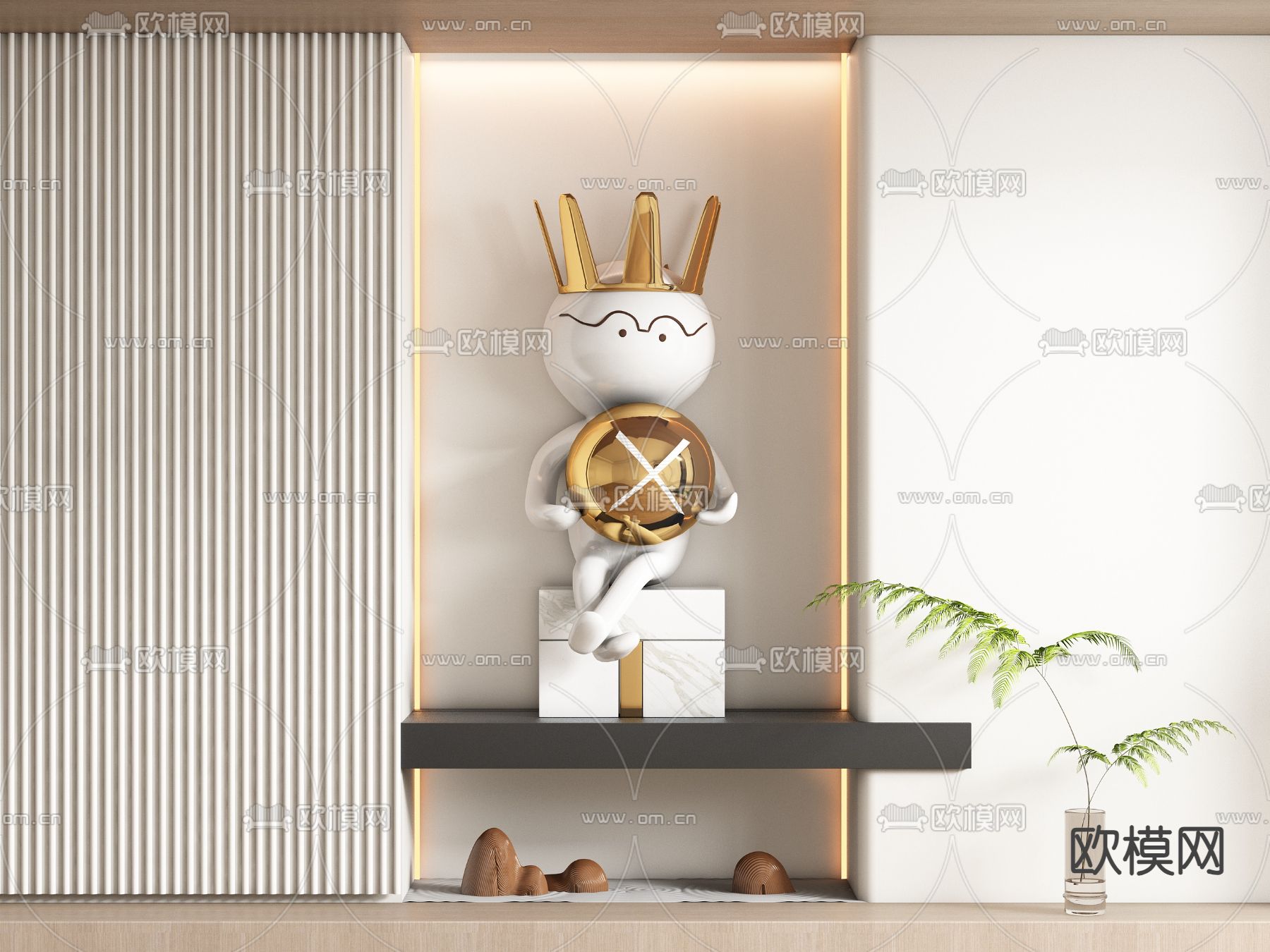 国王雕塑 人偶摆件3d模型下载