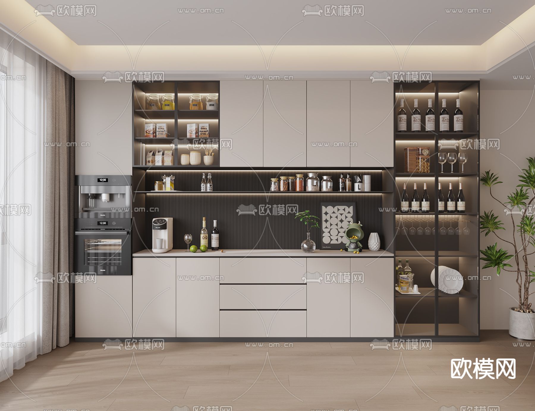 现代酒柜3d模型下载