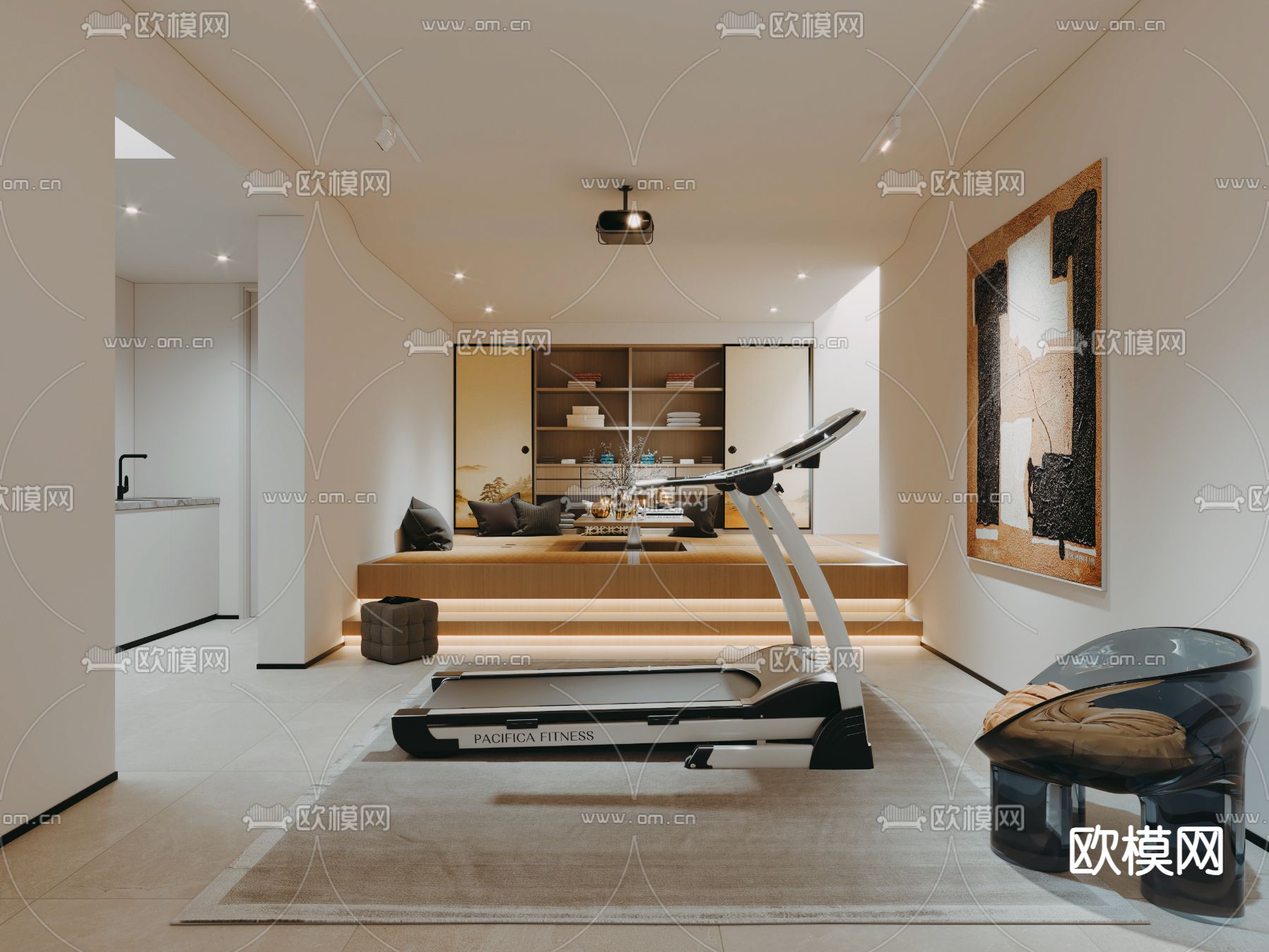 日式休息室3d模型下载