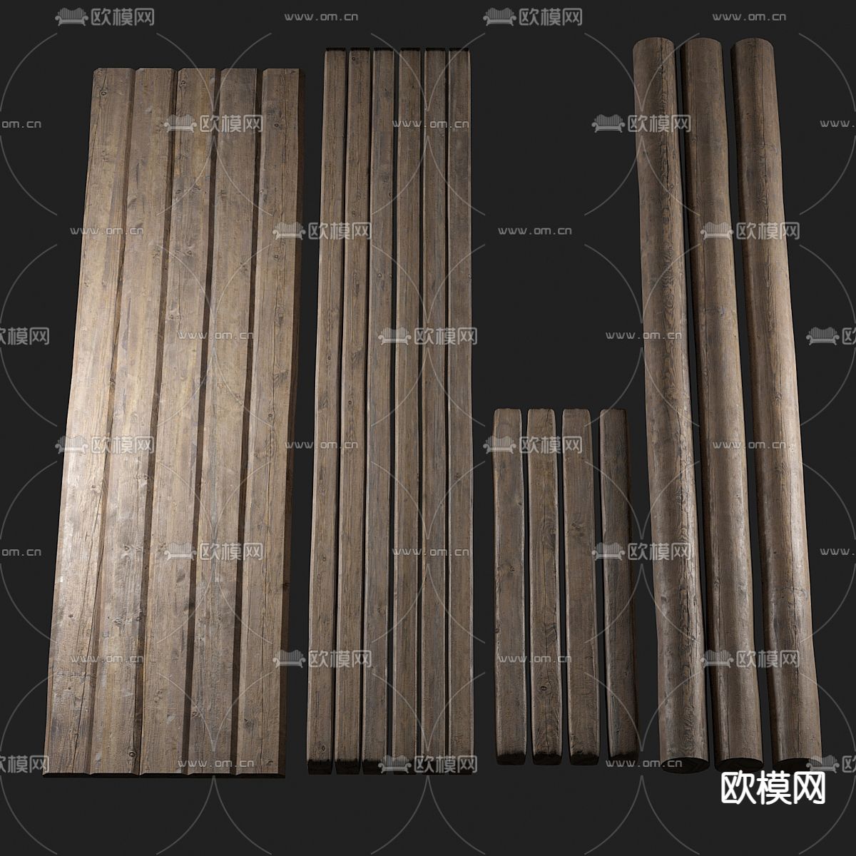 木梁 木桩 木柱su模型