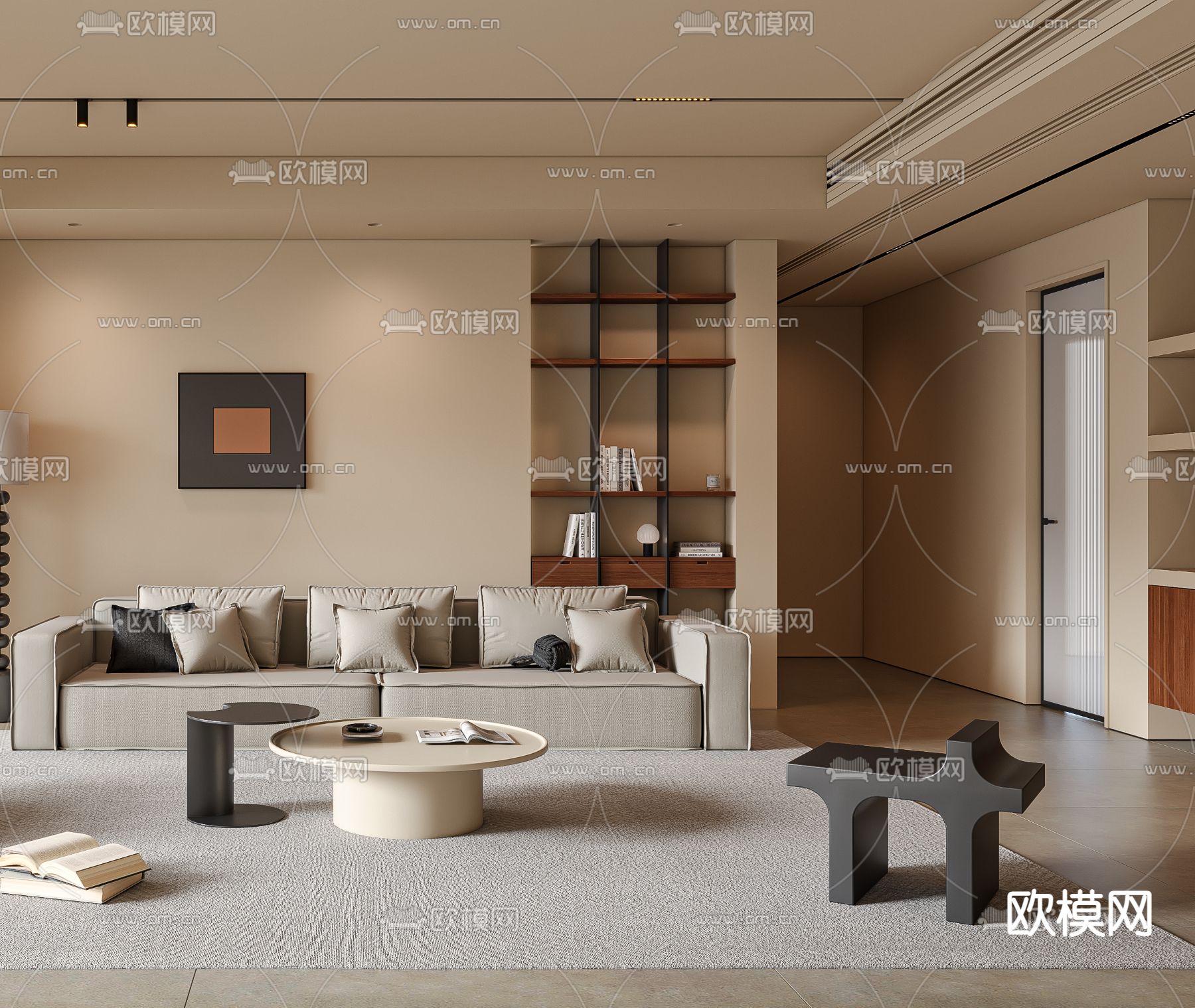 中古风客厅3d模型下载（渲染图3）