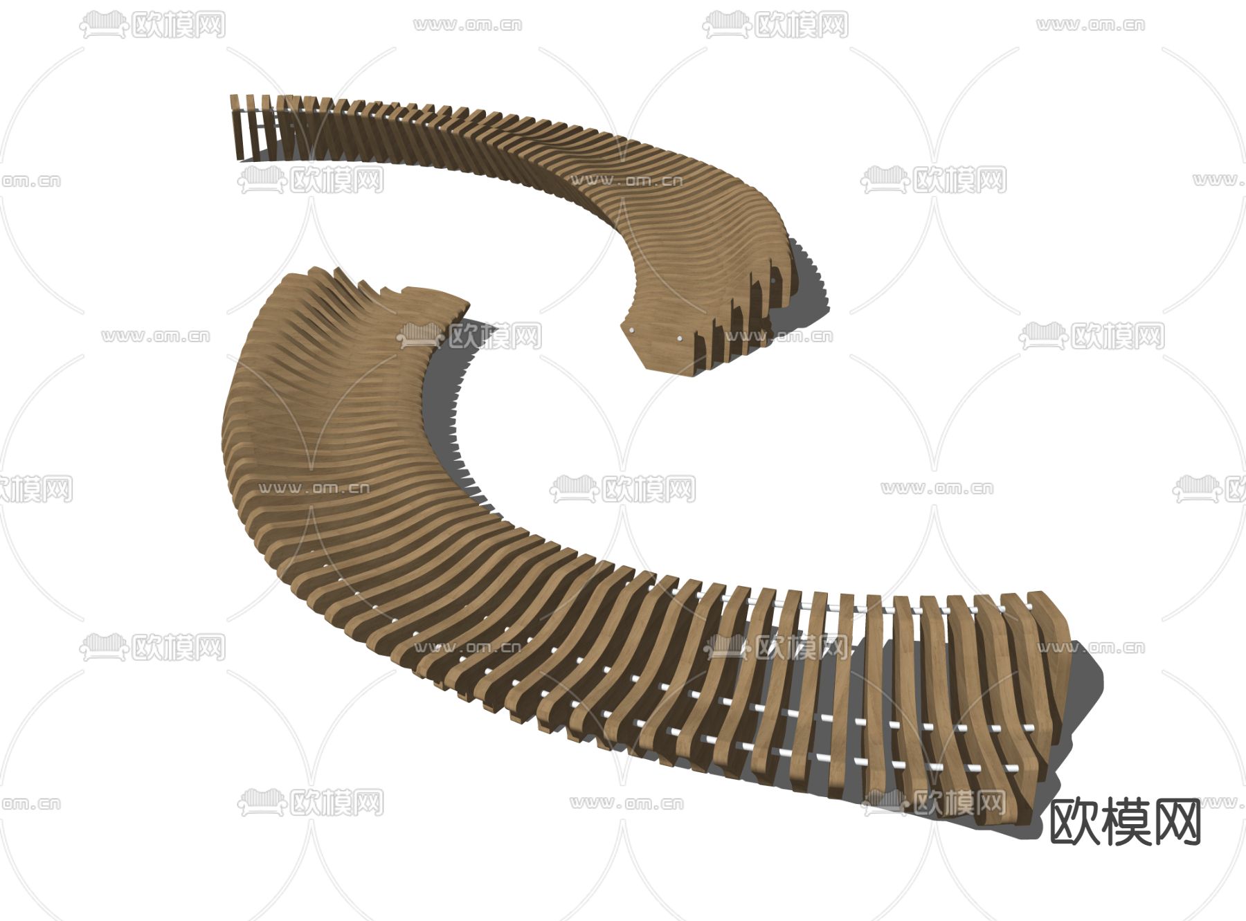 景观座椅 异形长椅su模型下载（渲染图2）