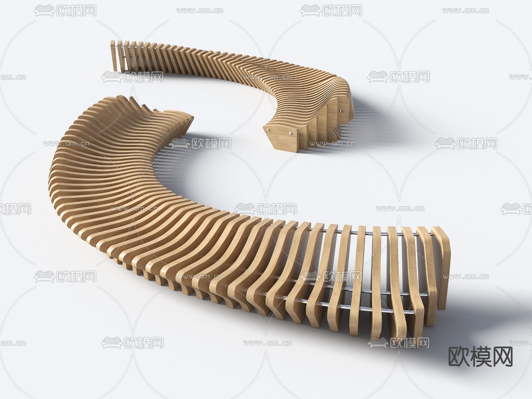 景观座椅 异形长椅su模型下载（渲染图1）