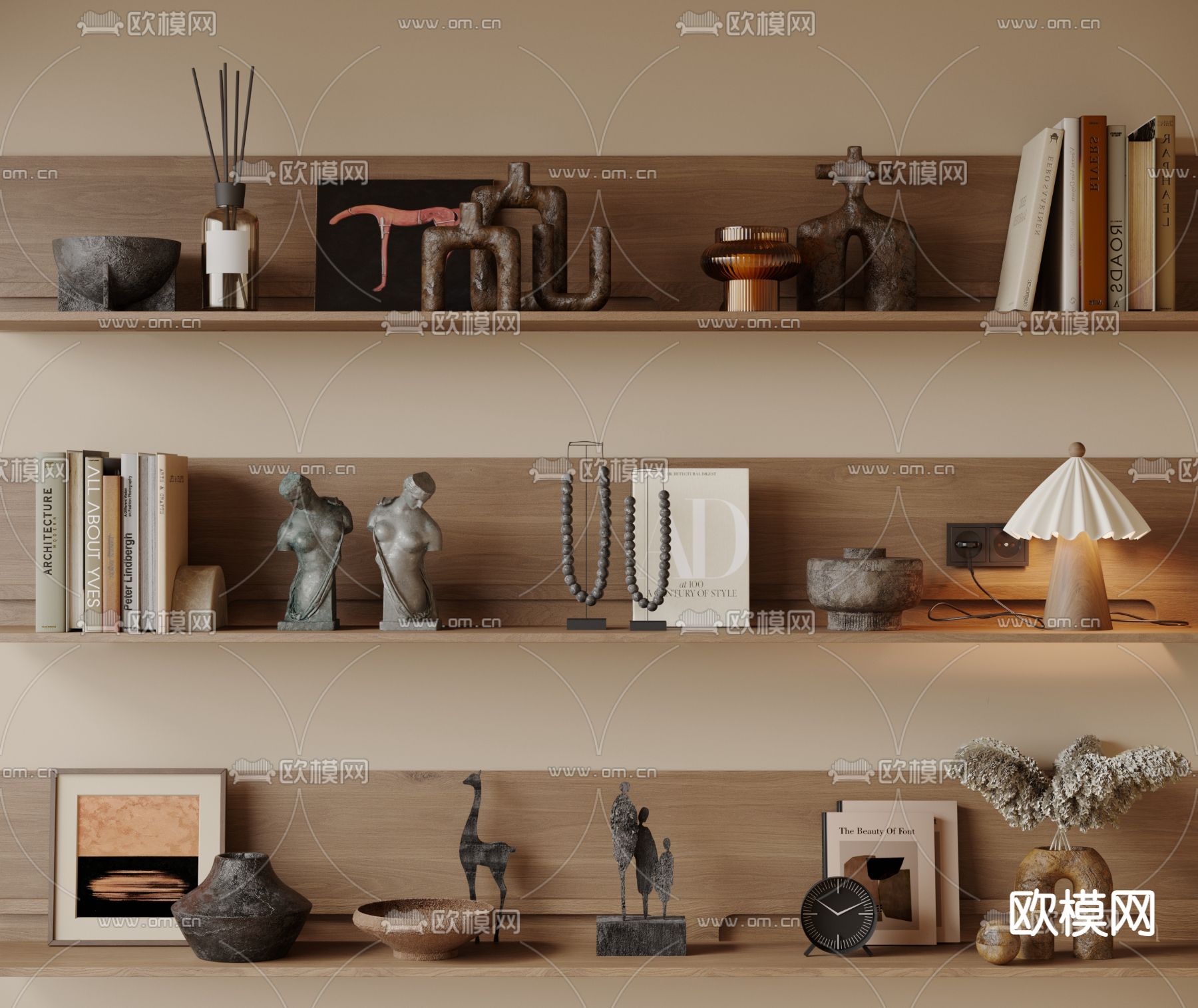 侘寂装饰品 摆件 雕塑 书籍3d模型下载