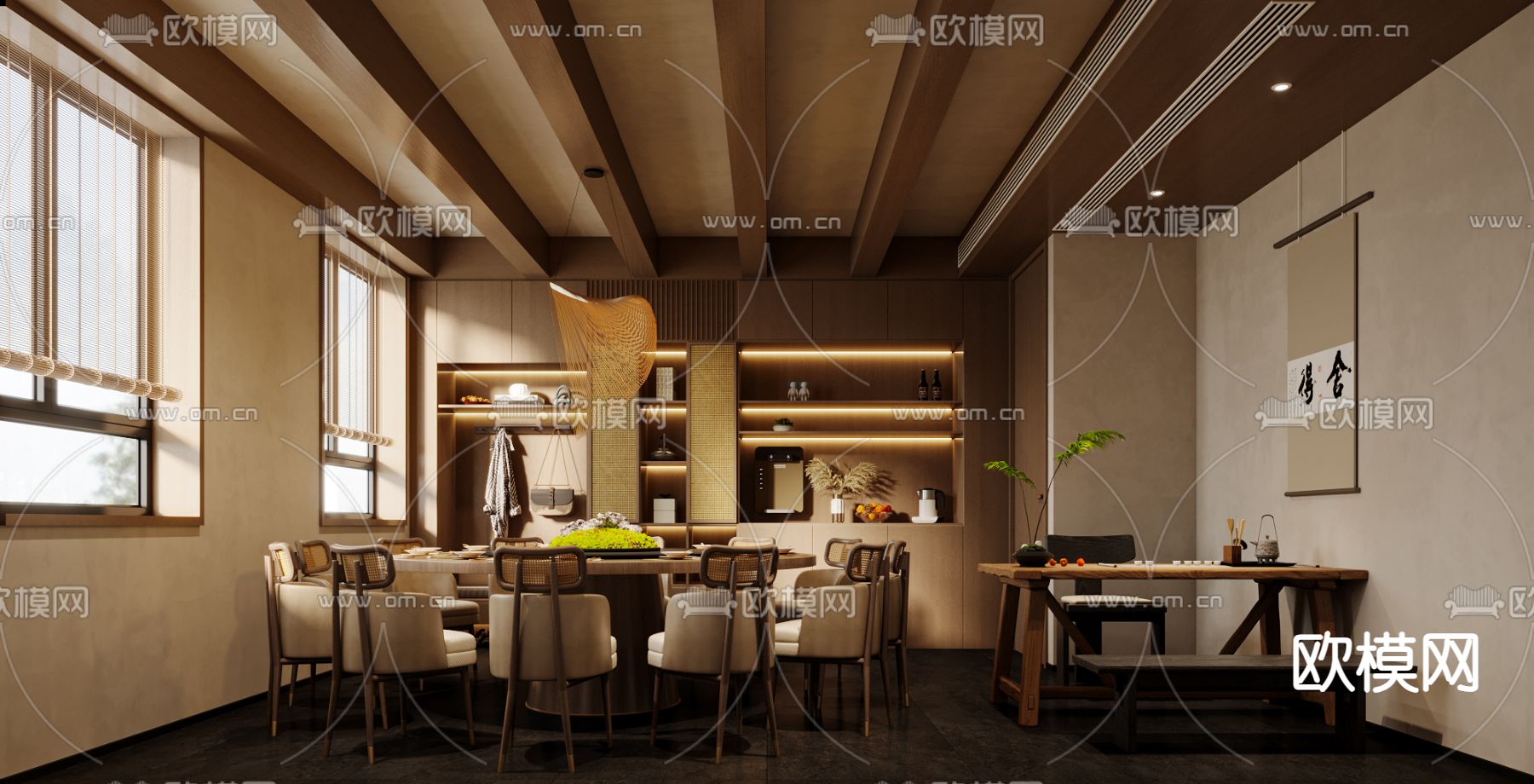 新中式茶楼 茶馆3d模型下载（渲染图4）