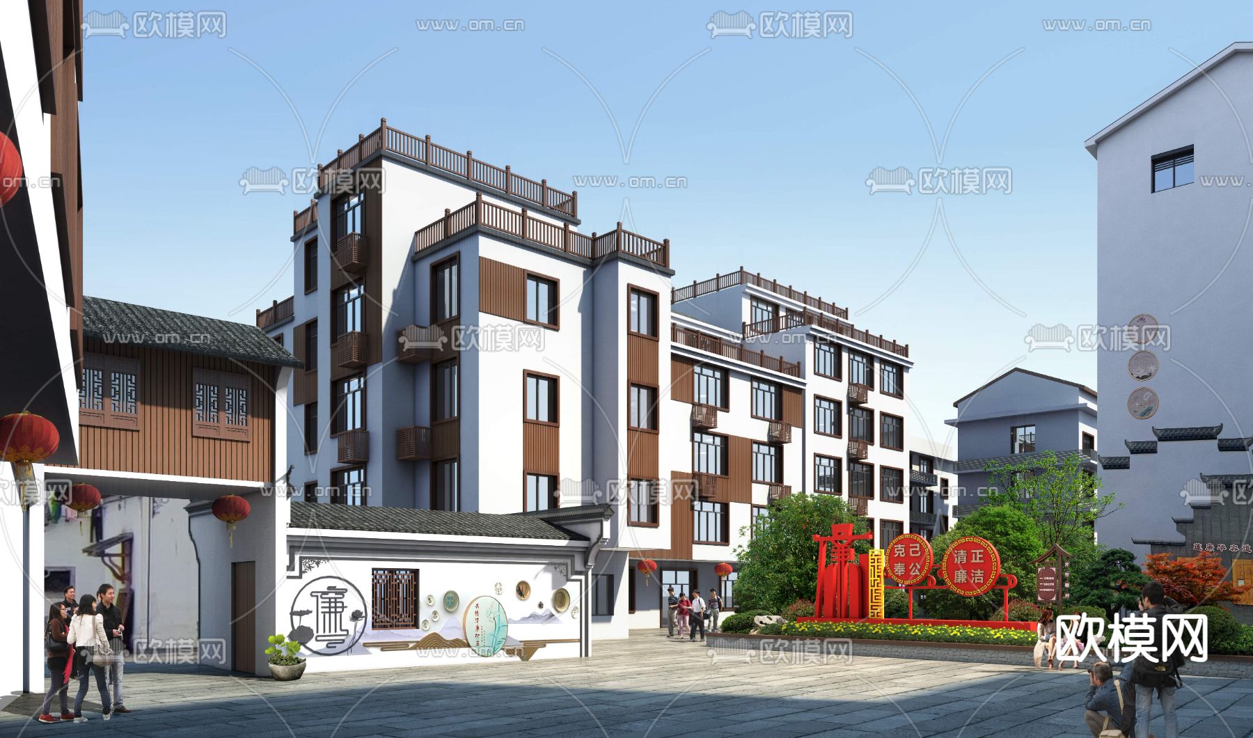 中式宿舍楼 自建房psd下载